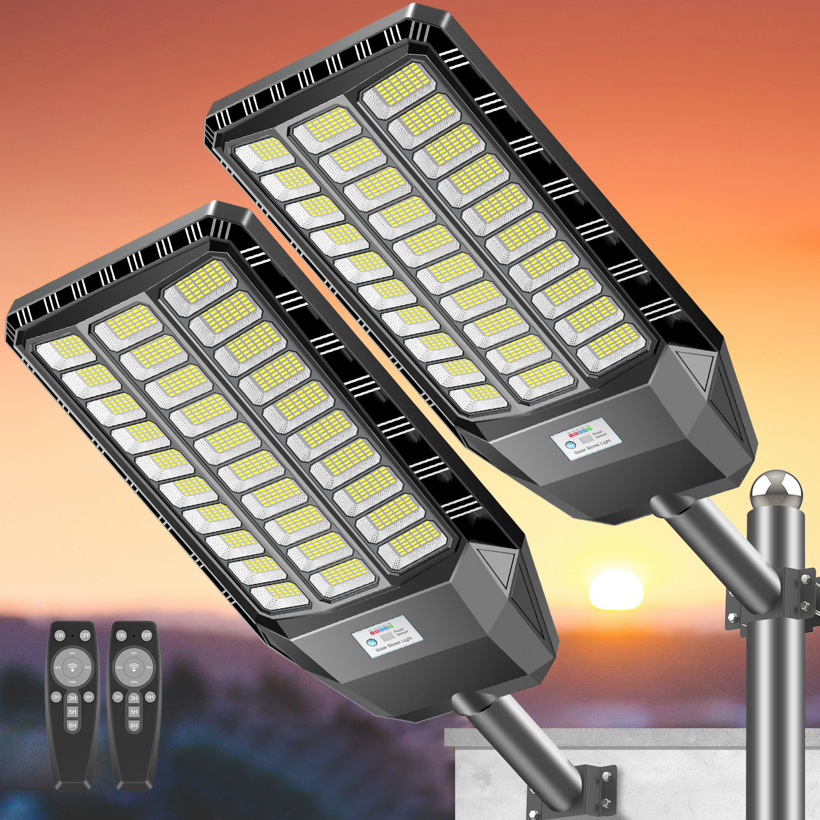 Jazava Home Outdoor LED Street Light IP66 (Set Of 2) With Solar